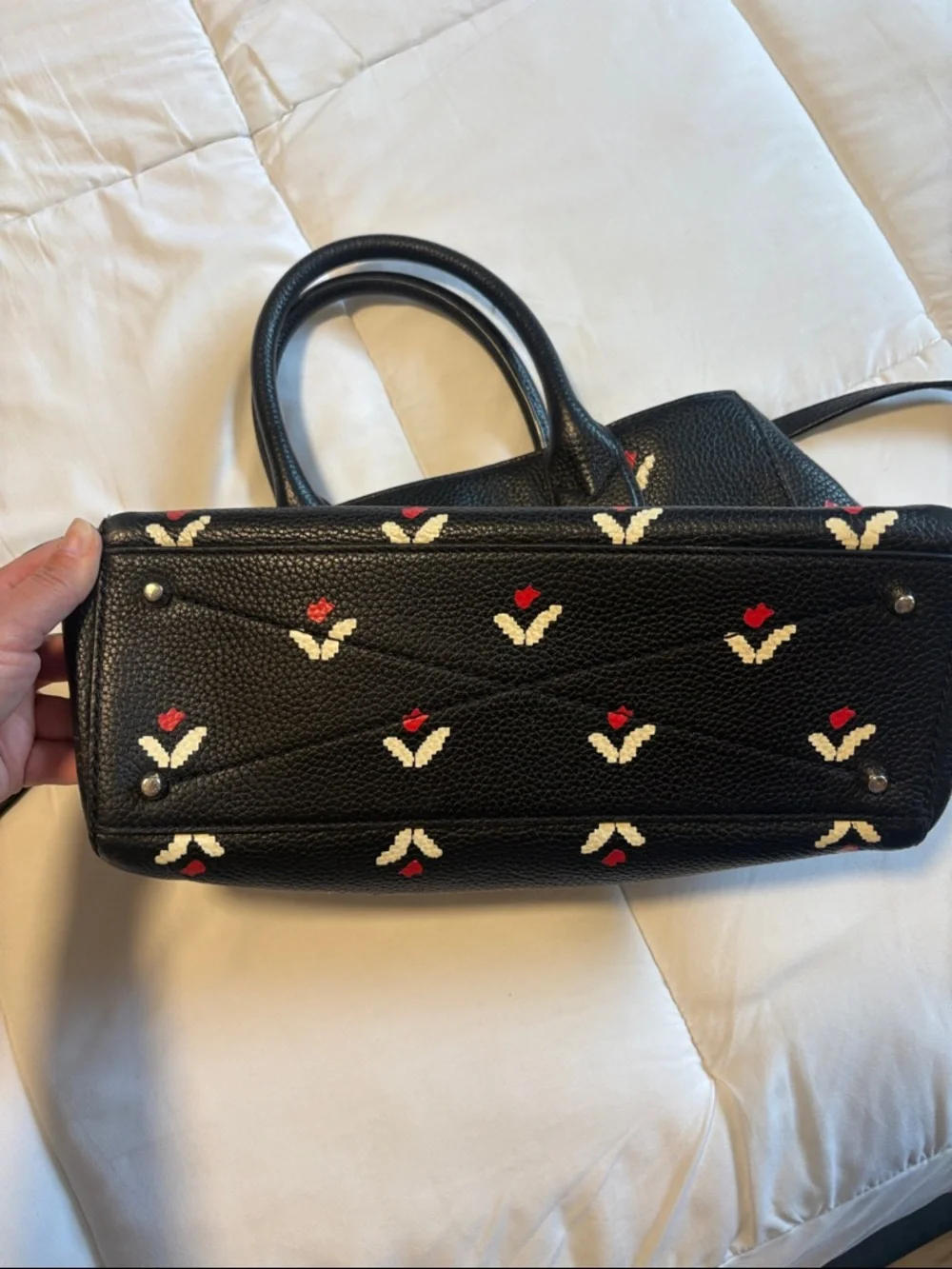 Marc Jacobs Tulip Collection Black Leather Satchel Bag with Strap in EUC - Picture 7 of 12